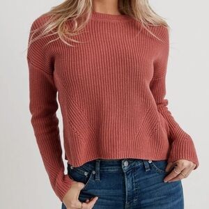 Lucky Brand Women's muave pullover lace up knit Sweater size large